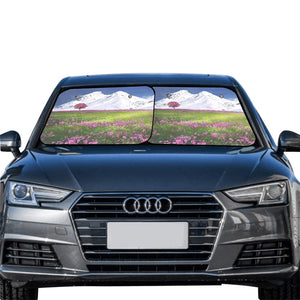 Mountains and Flowers Car Sun Shade (28" x 28") (Small) (Two Pieces)