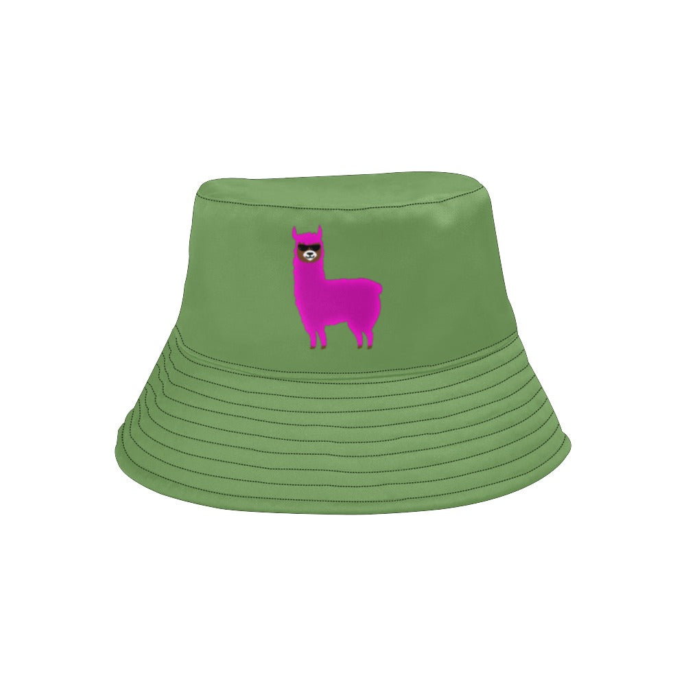 Llama Security Green Printed Bucket Hat