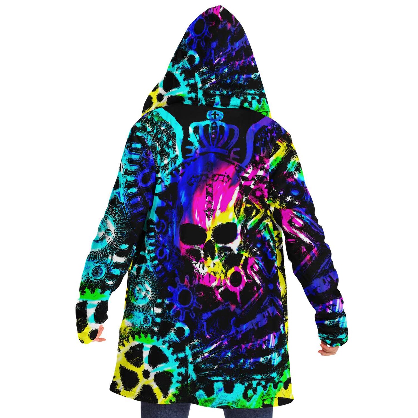 Steampunk Skull Rainbow Tie Dye Cloak