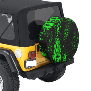 Neon Green Spray on Black Spare Tire Cover (Small) (15")