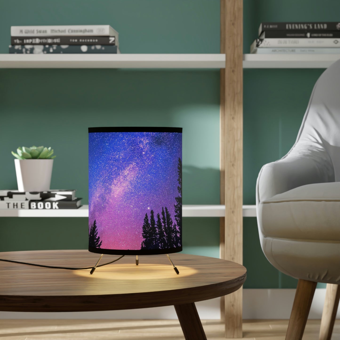 Vibrant Milky Way Printed Tripod Lamp