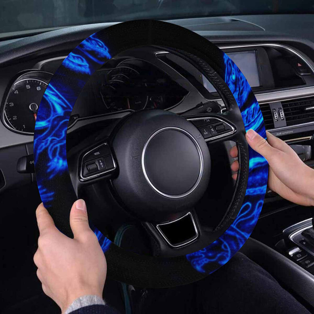 Blue Fire Dragon Steering Wheel Cover