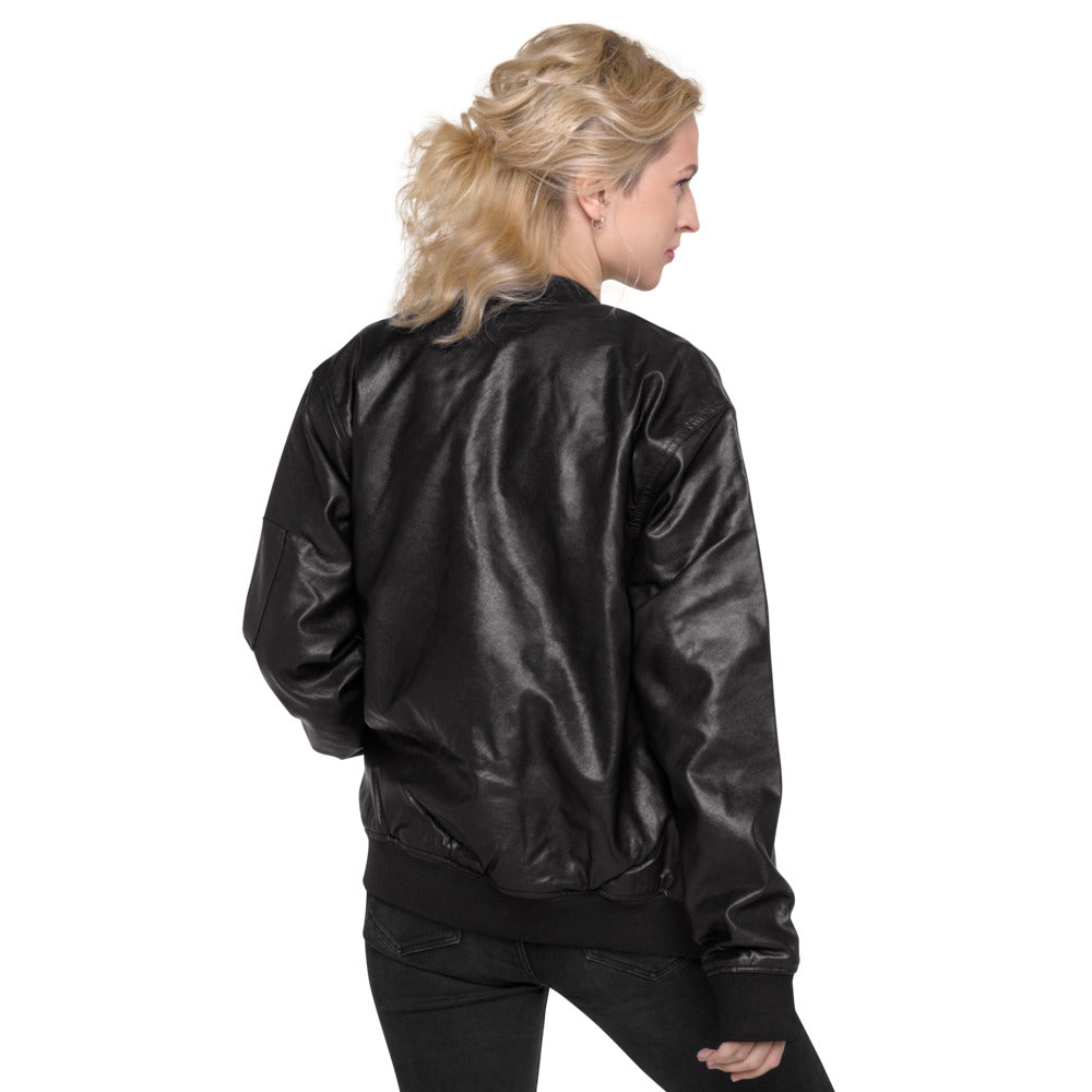 Kokopelli Embroidered Vegan Leather Bomber Jacket