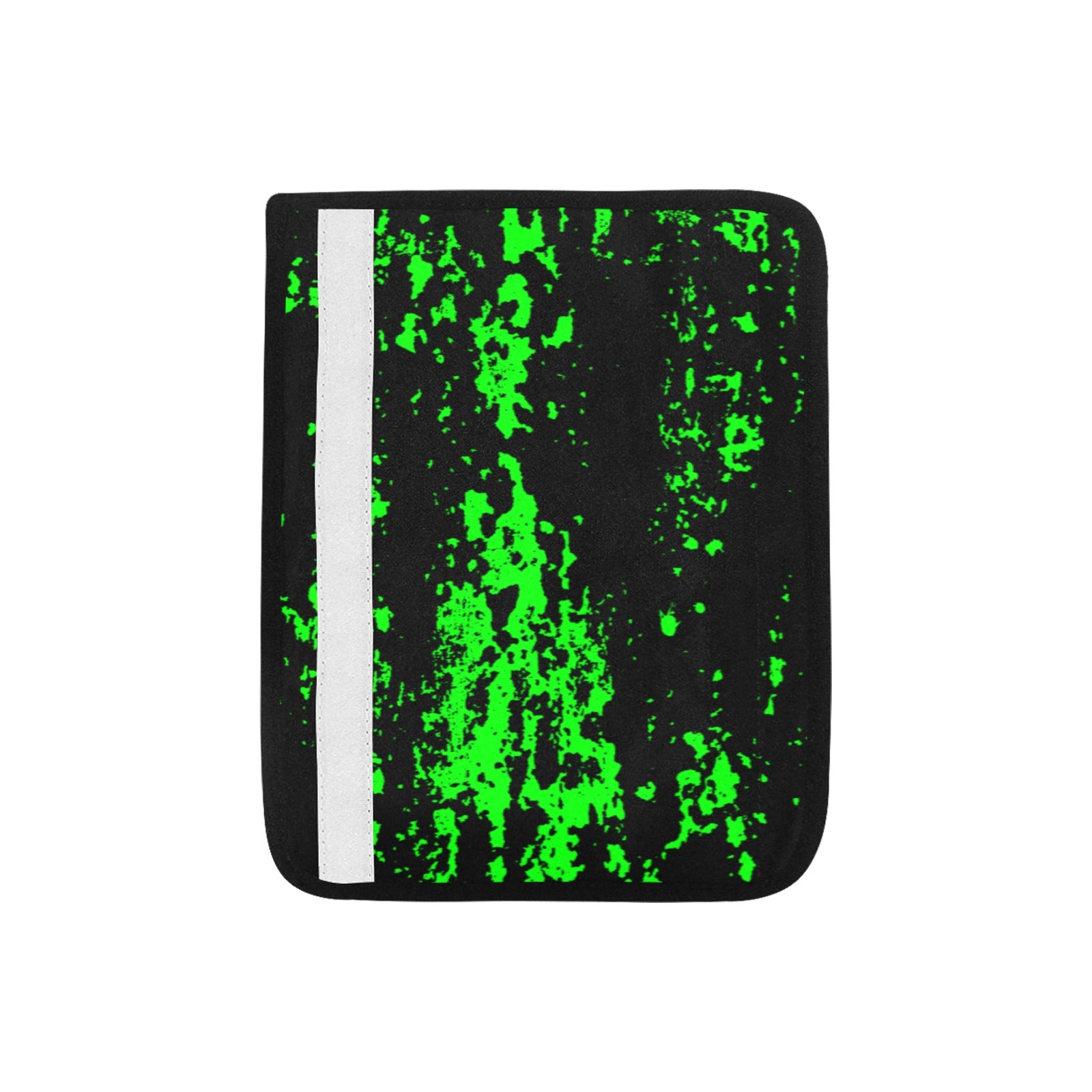 Neon Green Spray on Black Car Seat Belt Cover 7" x 12.6"