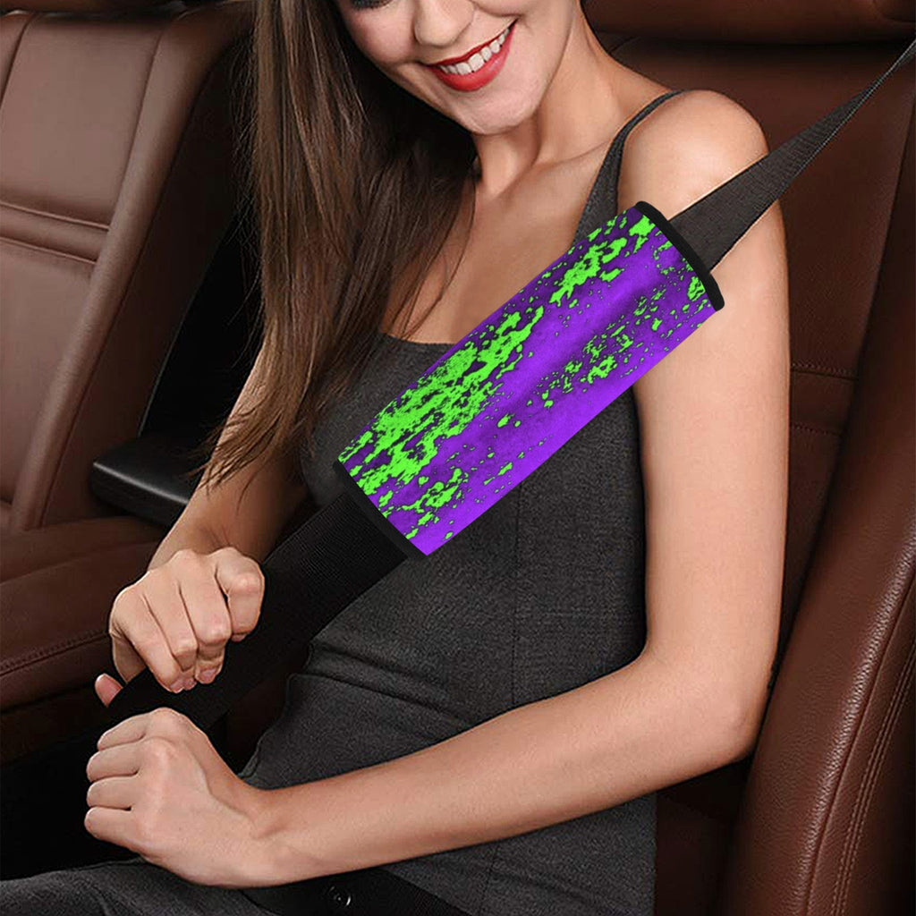 Neon Green Splash Car Seat Belt Cover 7" x 8.5"