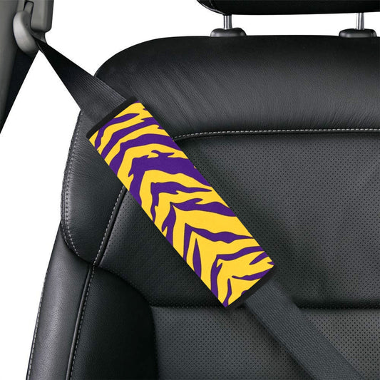 Purple and Gold Tiger Stripe Seat Belt Cover 7" x 12.6"