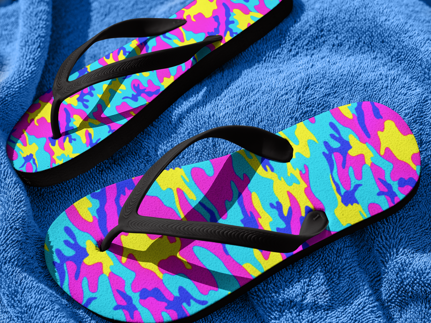 Colorful Camo Flip-Flops