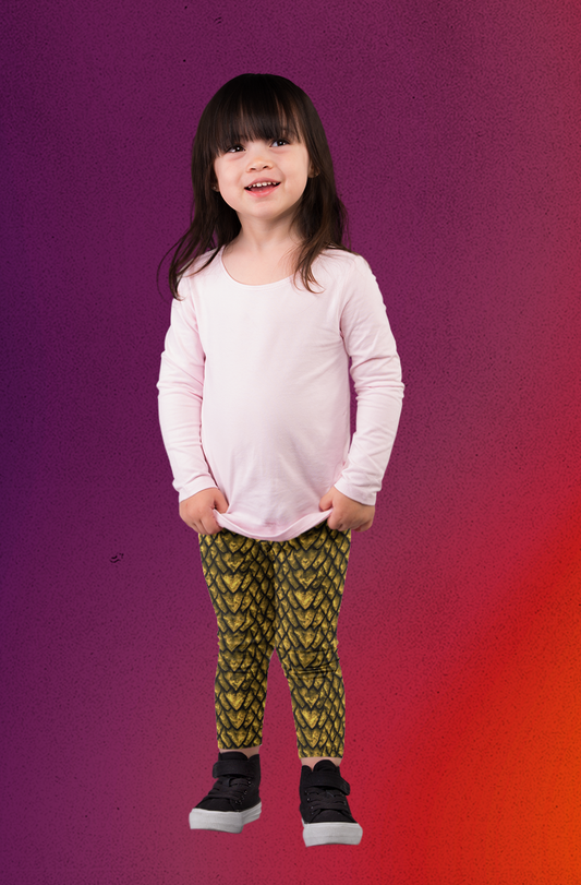 Gold Dragon Scale Kids' Leggings