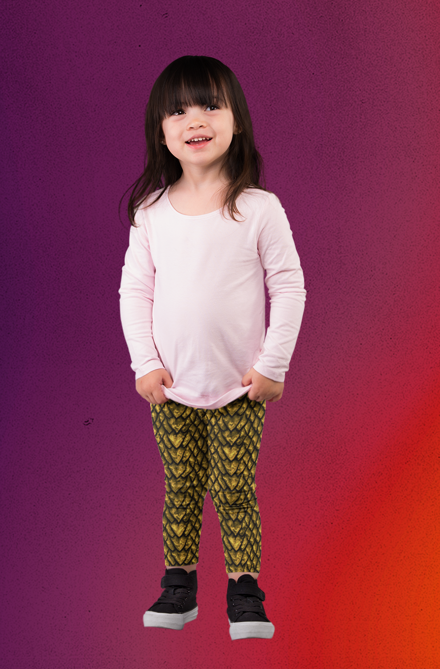 Gold Dragon Scale Kid's Leggings