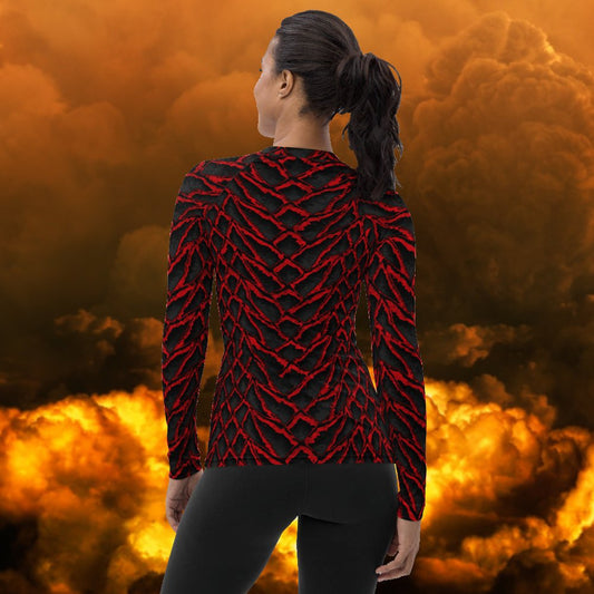 Crimson Dragon Scale Women's Rash Guard