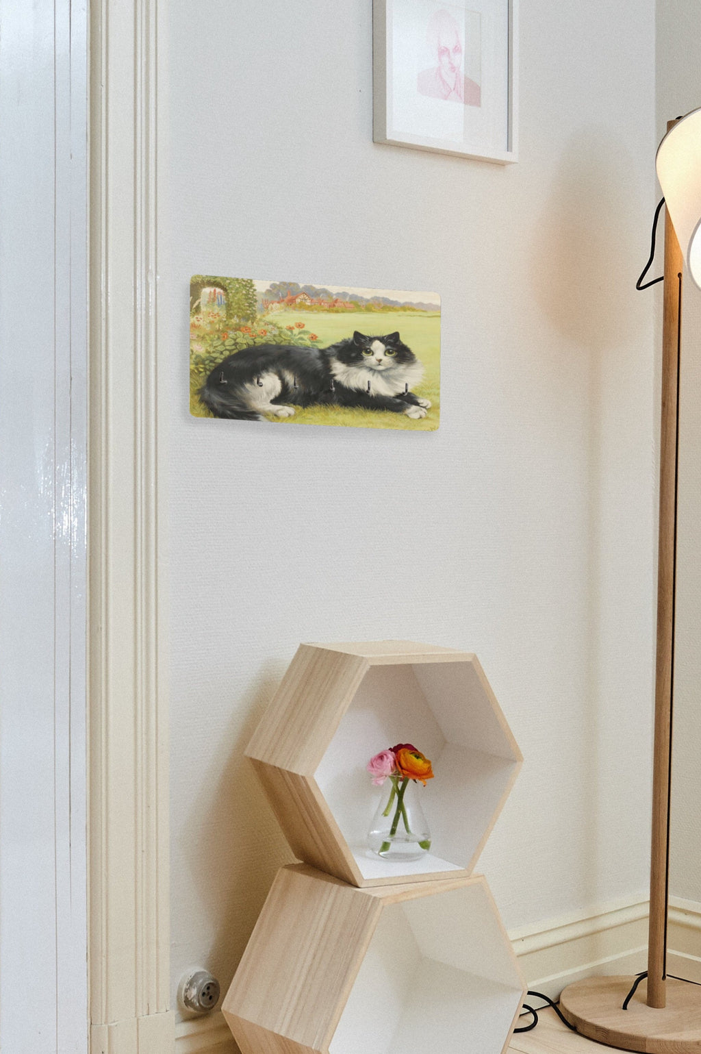 Resting Cat by Louis Wain Wall Mounted Decor Key Holder