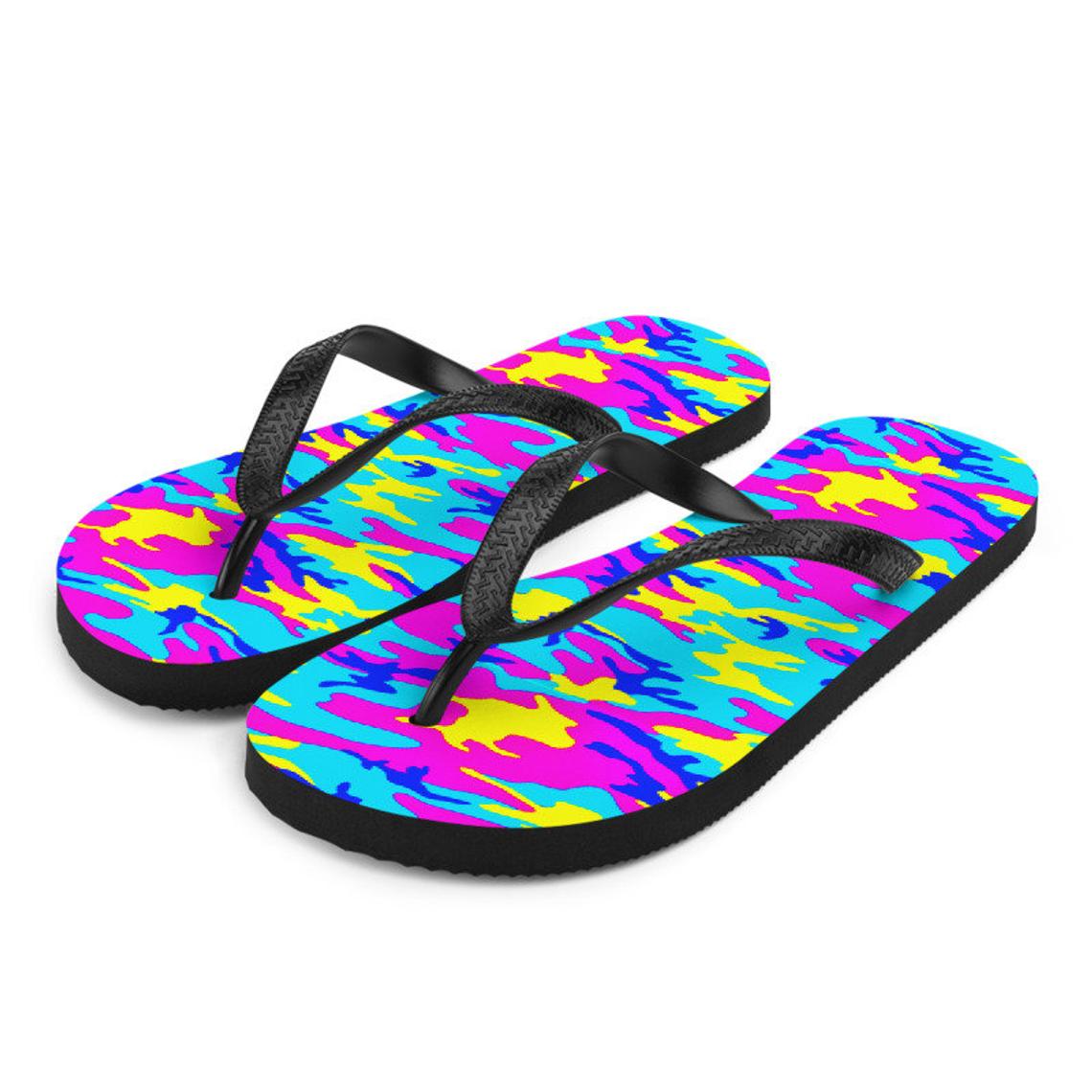 Colorful Camo Flip-Flops