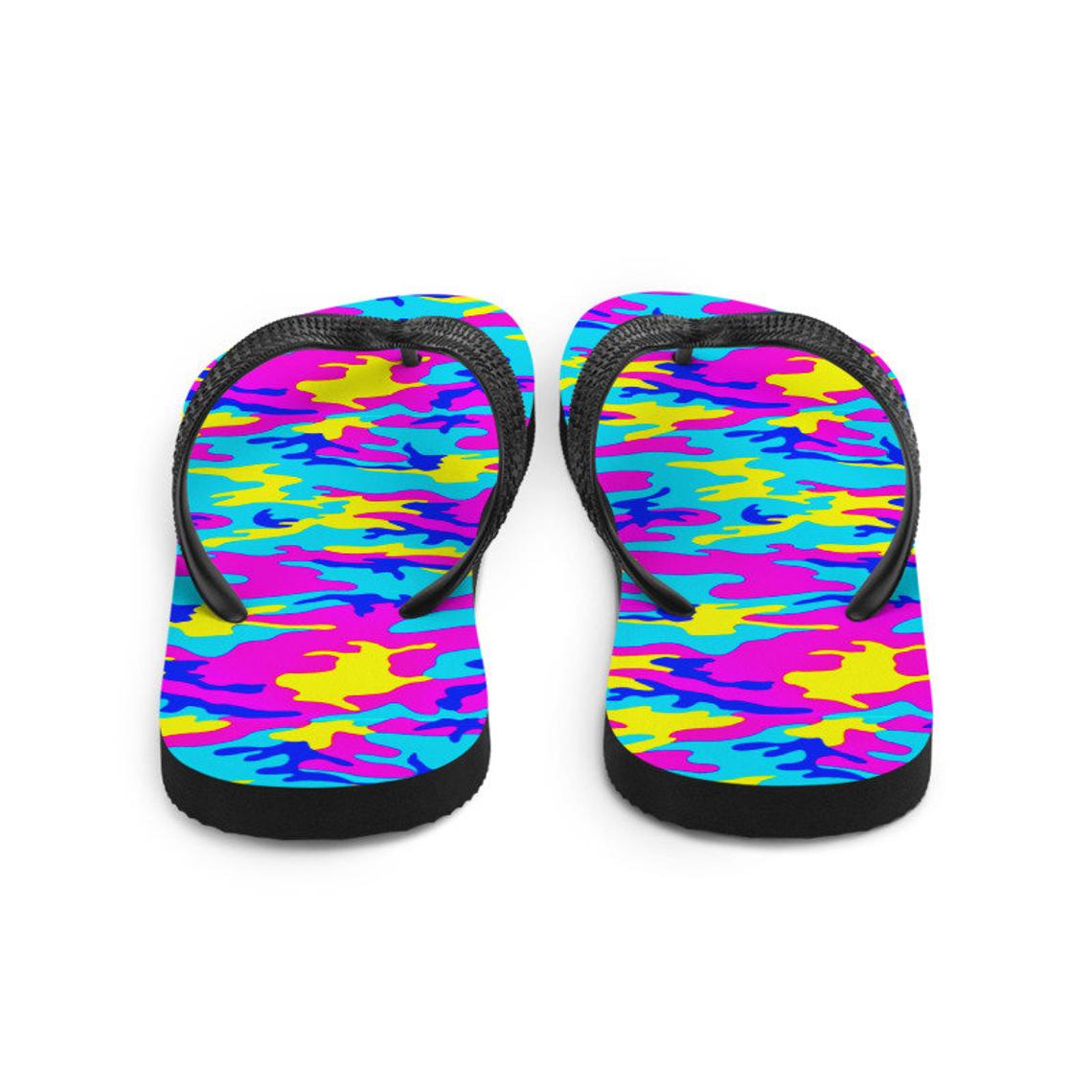 Colorful Camo Flip-Flops