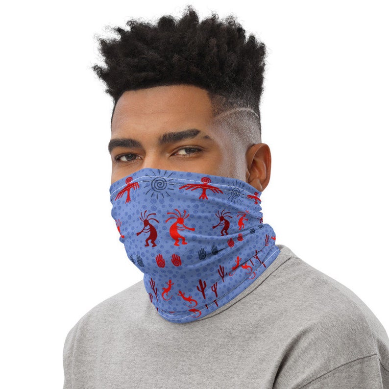 Kokopelli on Blue Neck Gaiter