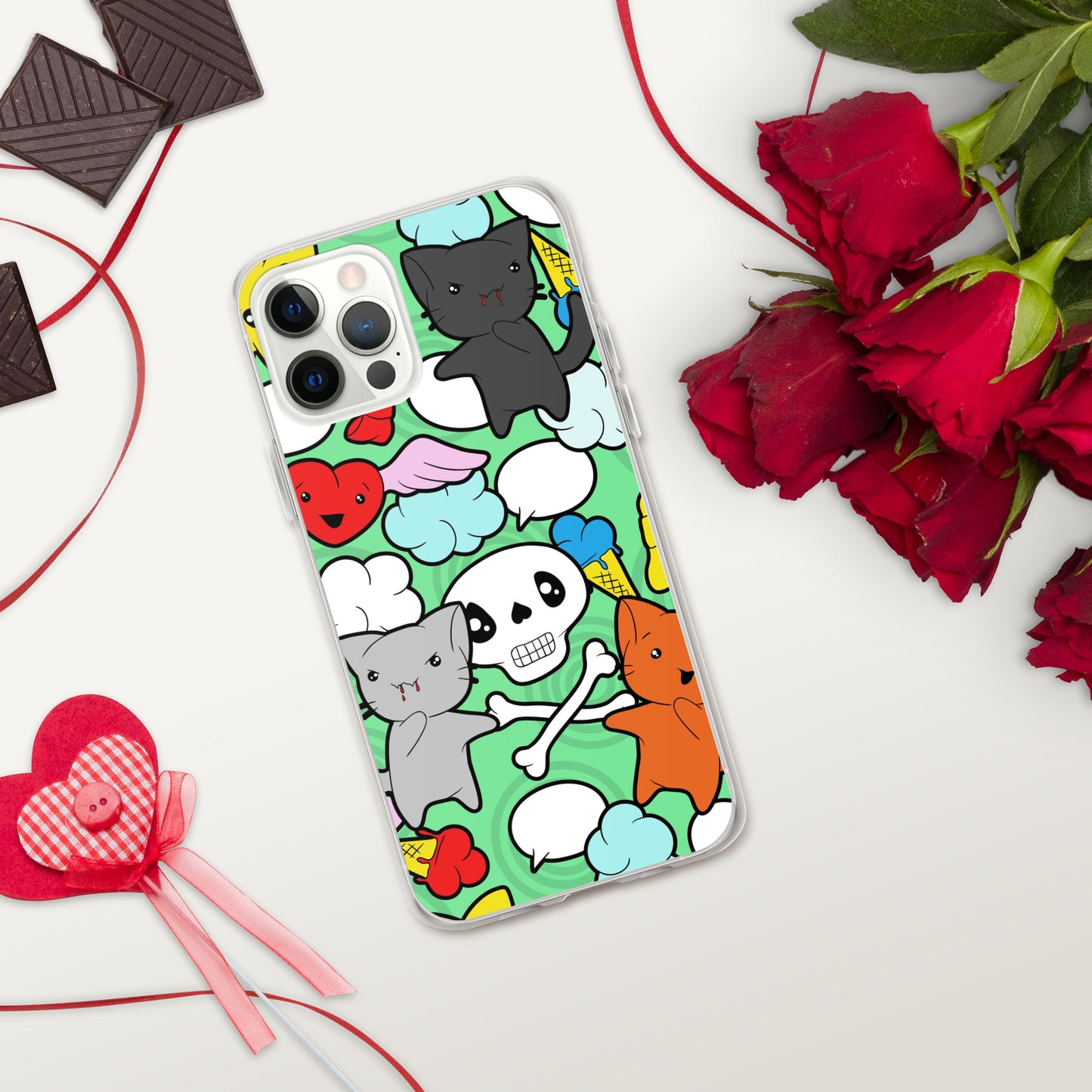 Kawaii Kitties and Skulls iPhone Case