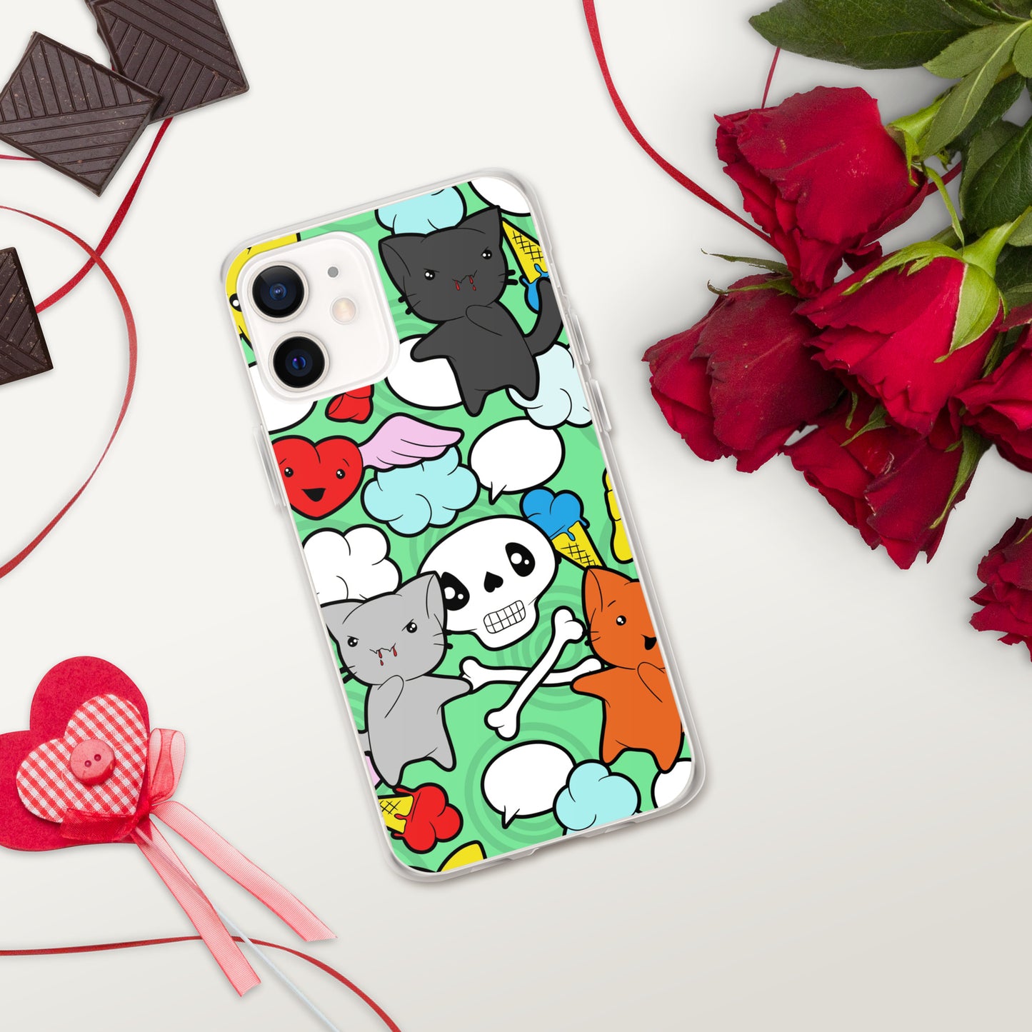 Kawaii Kitties and Skulls iPhone Case