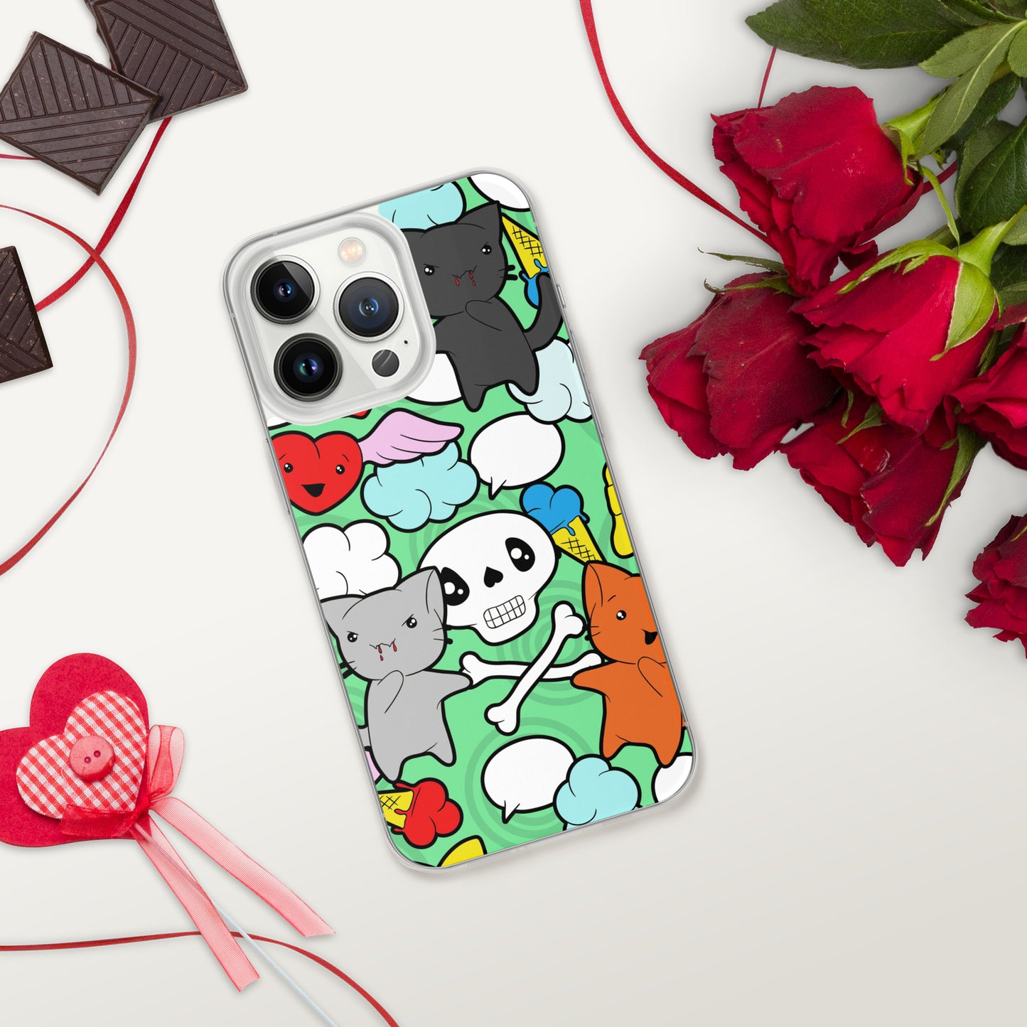 Kawaii Kitties and Skulls iPhone Case