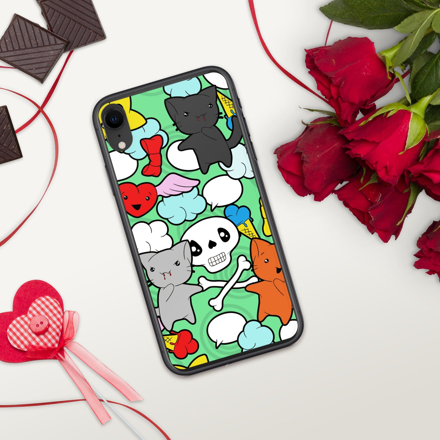 Kawaii Kitties and Skulls iPhone Case