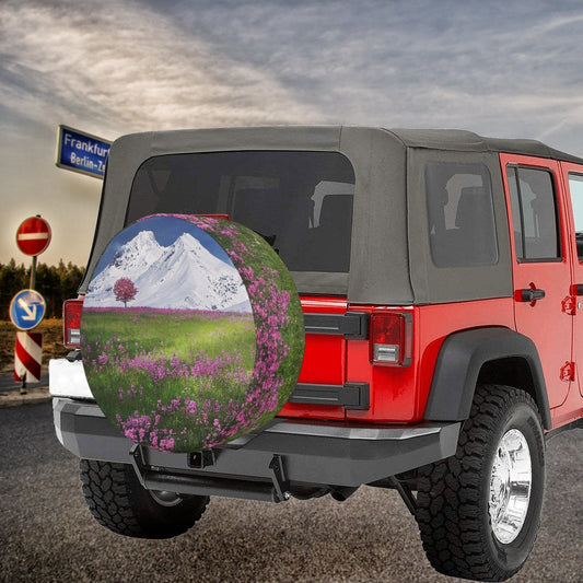 Mountains and Flowers Spare Tire Cover (Large) (17")