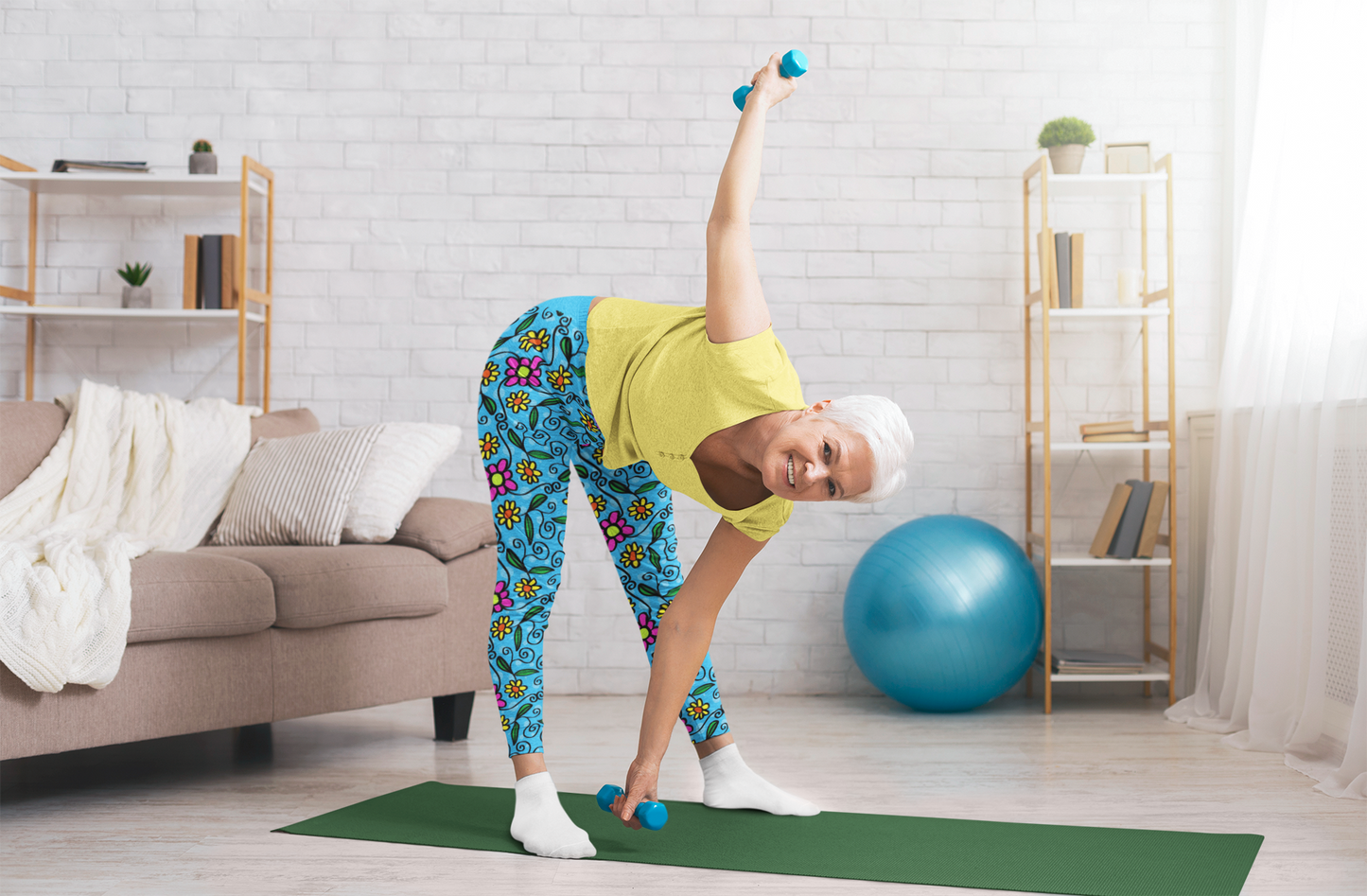 Flowers and Vines Pocket Yoga Leggings