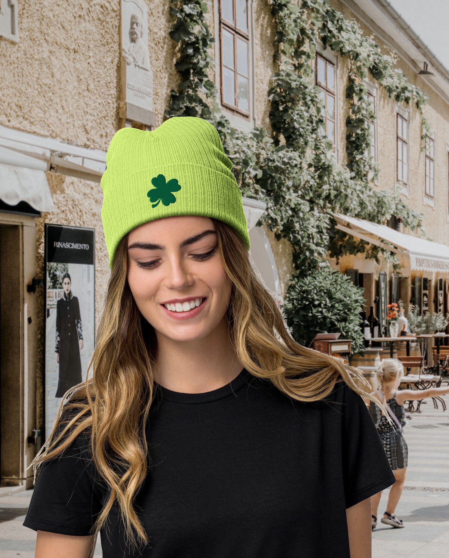 Lucky Clover Ribbed Knit Beanie