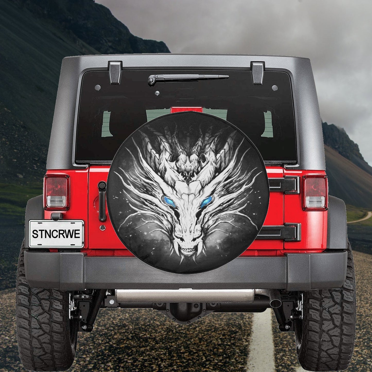 White Dragon Spare Tire Cover (Medium) (16")