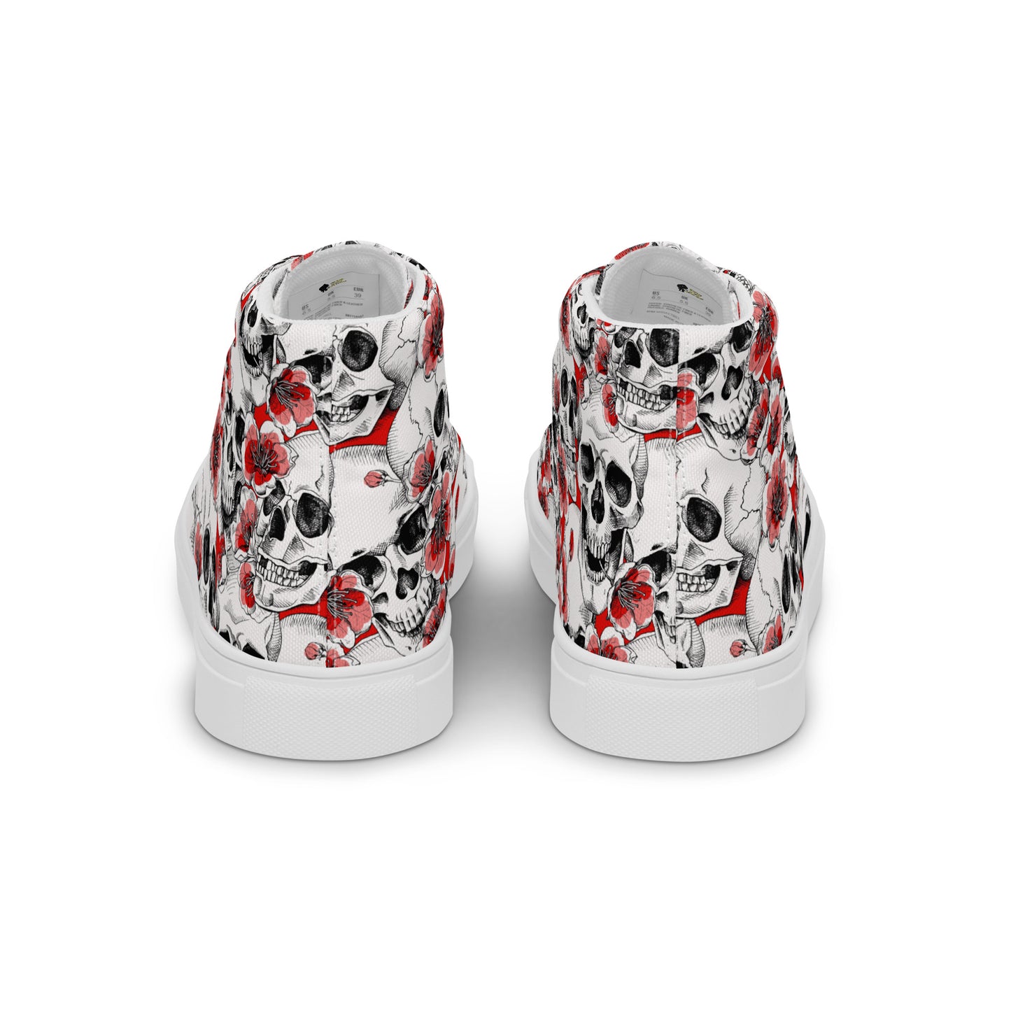 Skulls and Red Flowers Men’s High Top Canvas Shoes