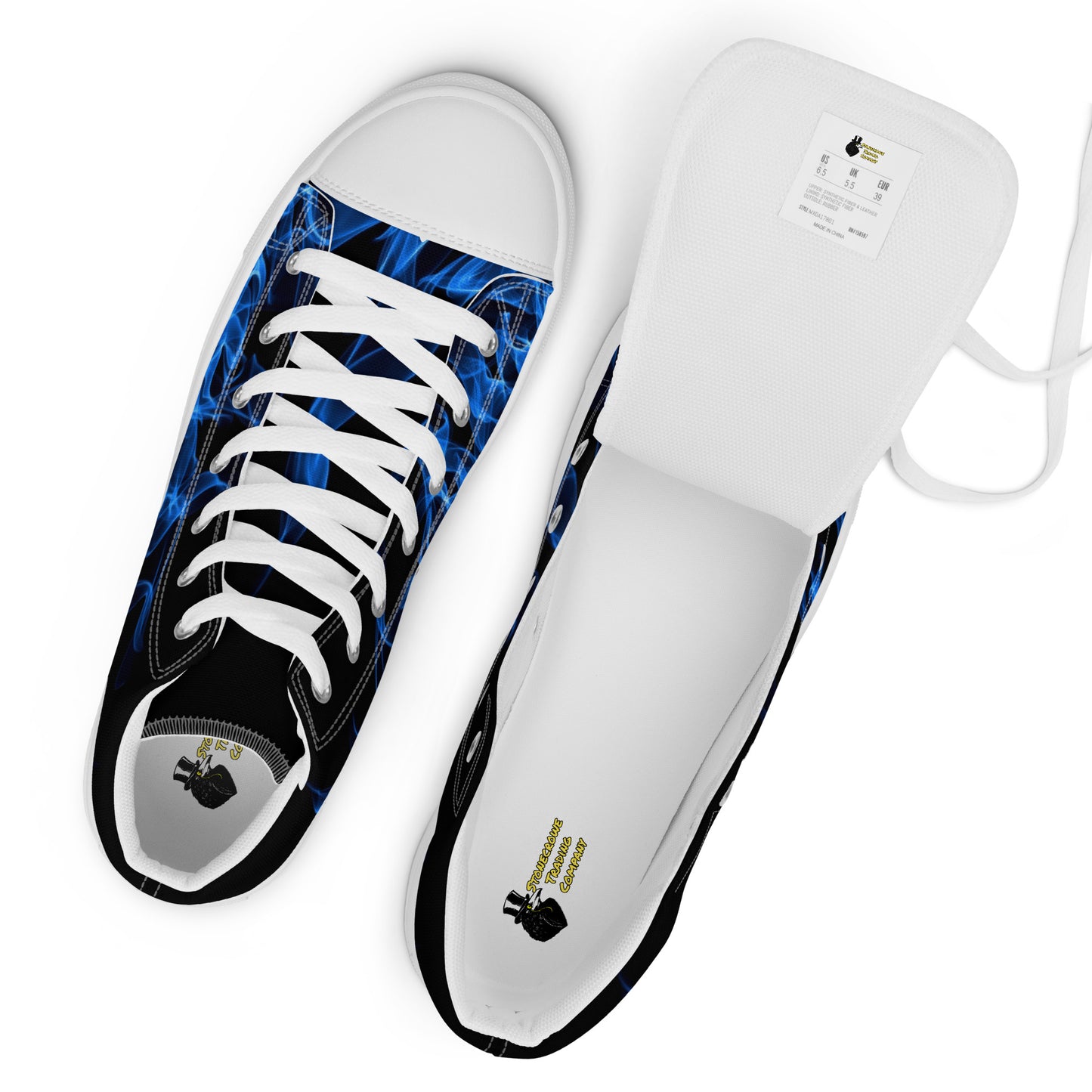 Blue Flame Men’s High Top Canvas Shoes