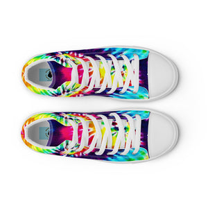 Men’s Rainbow Tie Die High Top Canvas Shoes