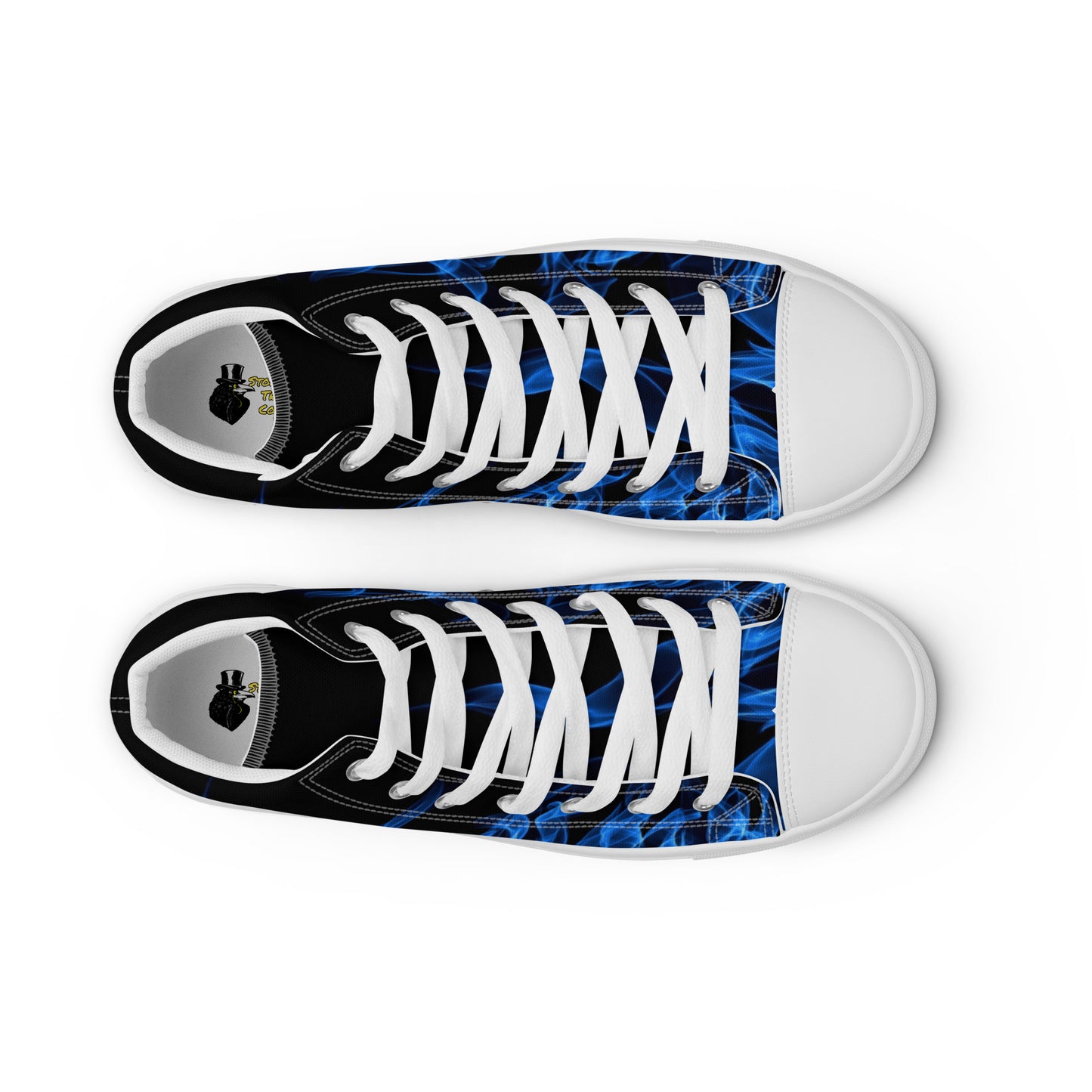 Blue Flame Men’s High Top Canvas Shoes