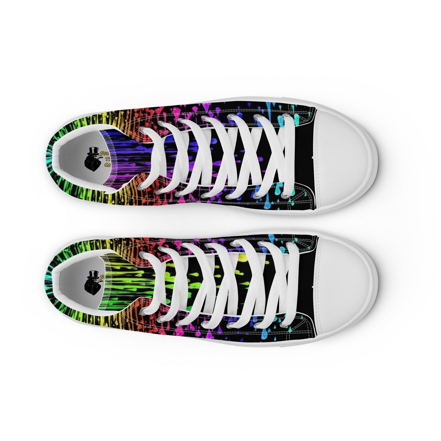 Rainbow Drip Men’s High Top Canvas Shoes