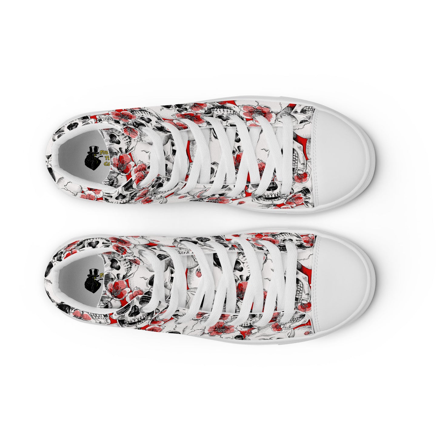 Skulls and Red Flowers Men’s High Top Canvas Shoes