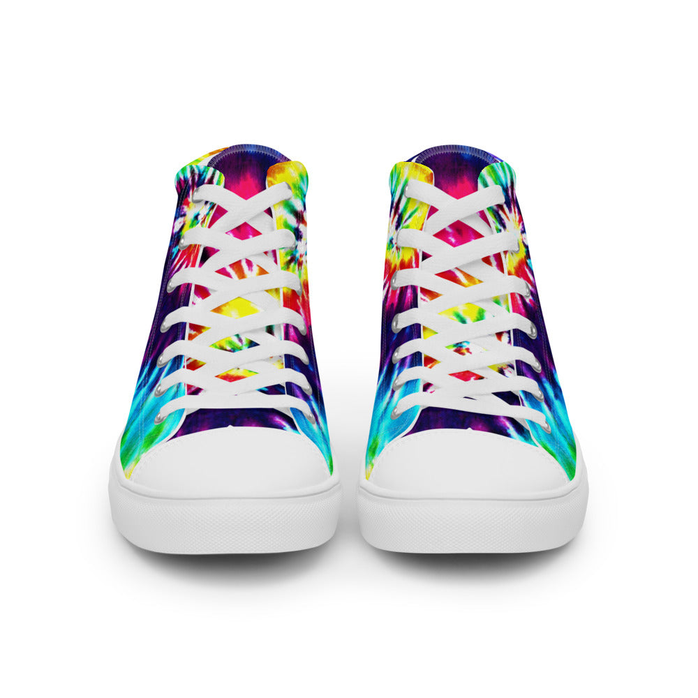 Rainbow Tie Die Men’s High Top Canvas Shoes