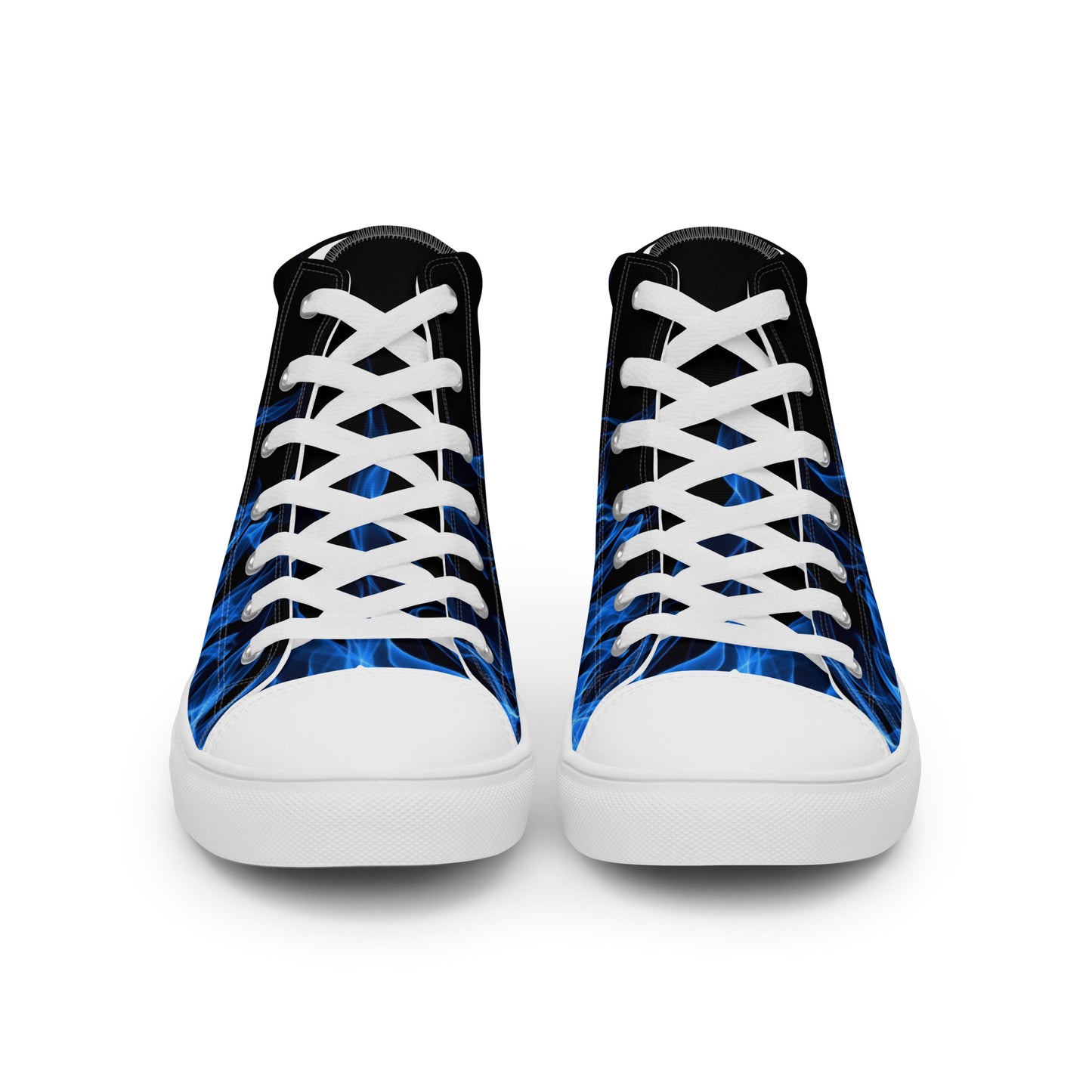 Blue Flame Men’s High Top Canvas Shoes