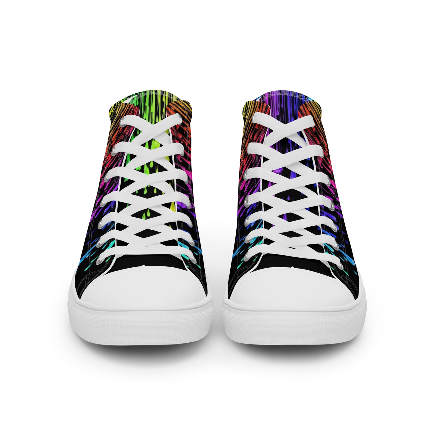 Rainbow Drip Men’s High Top Canvas Shoes