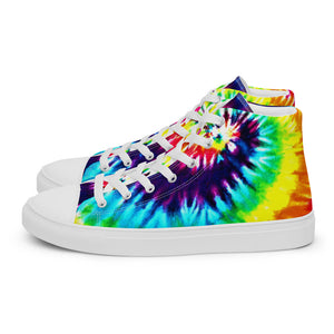 Men’s Rainbow Tie Die High Top Canvas Shoes