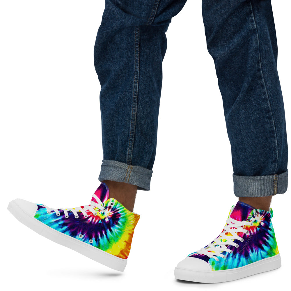 Rainbow Tie Die Men’s High Top Canvas Shoes