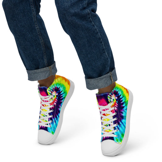 Rainbow Tie Die Men’s High Top Canvas Shoes