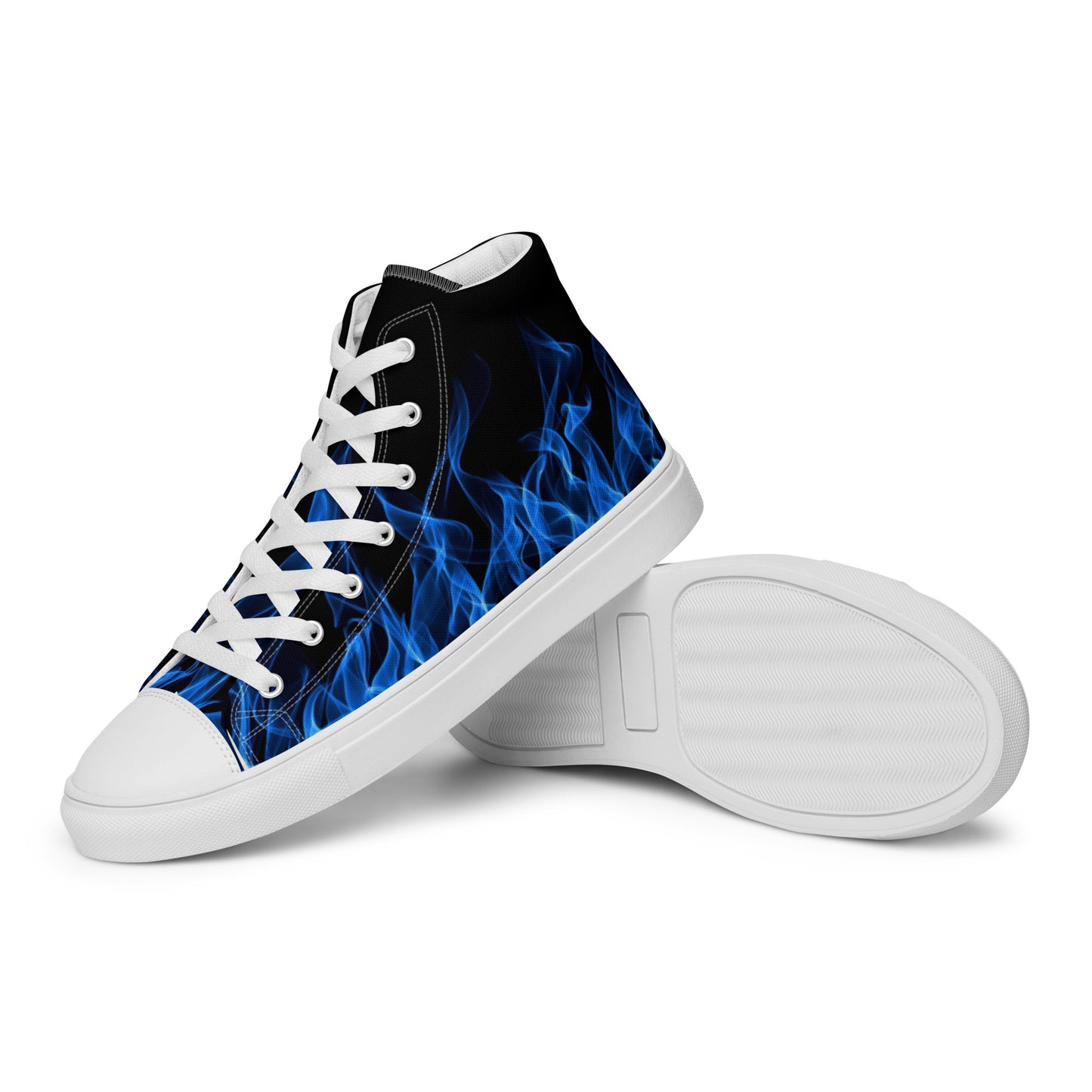 Blue Flame Men’s High Top Canvas Shoes