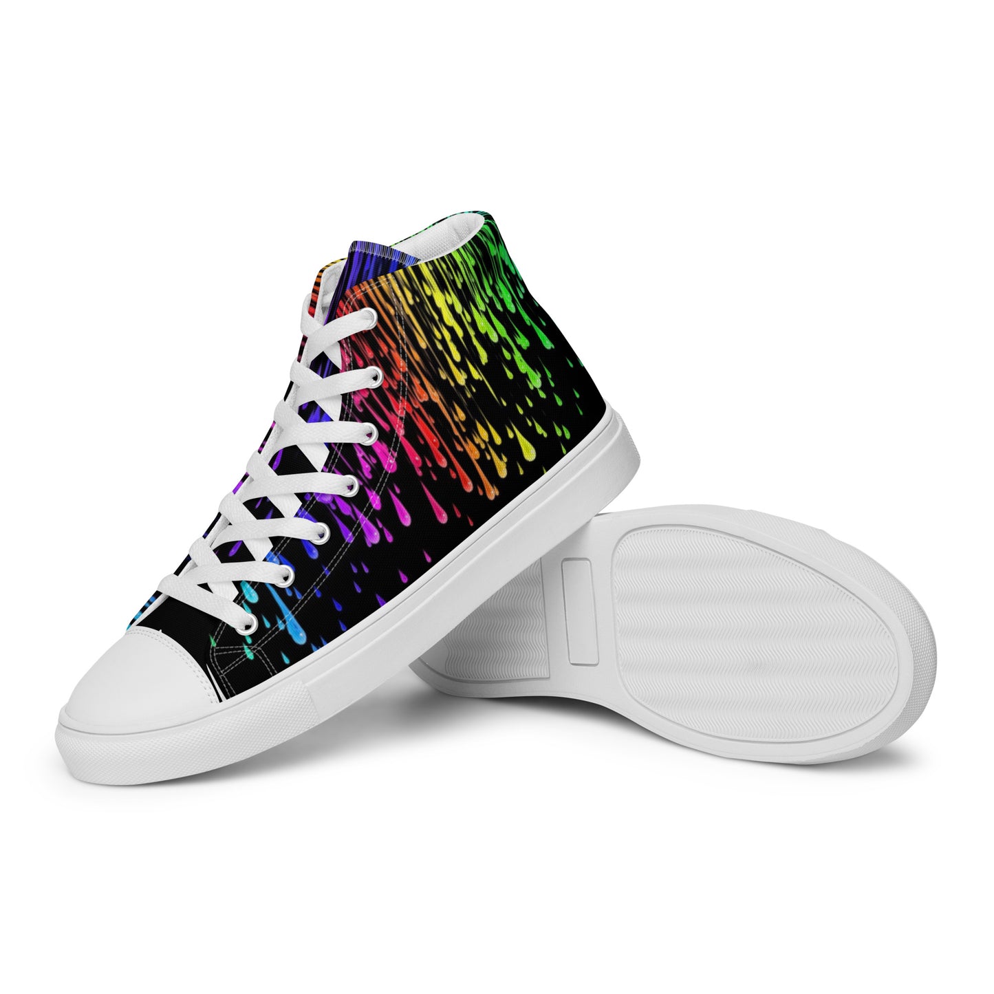 Rainbow Drip Men’s High Top Canvas Shoes