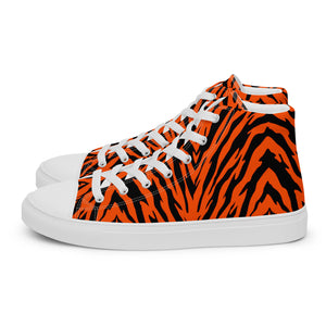 Bengal Tiger Stripe Men’s High Top Canvas Shoes