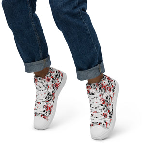 Skulls and Red Flowers Men’s High Top Canvas Shoes