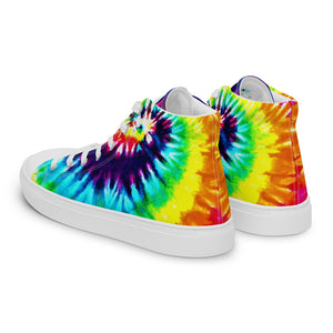 Men’s Rainbow Tie Die High Top Canvas Shoes