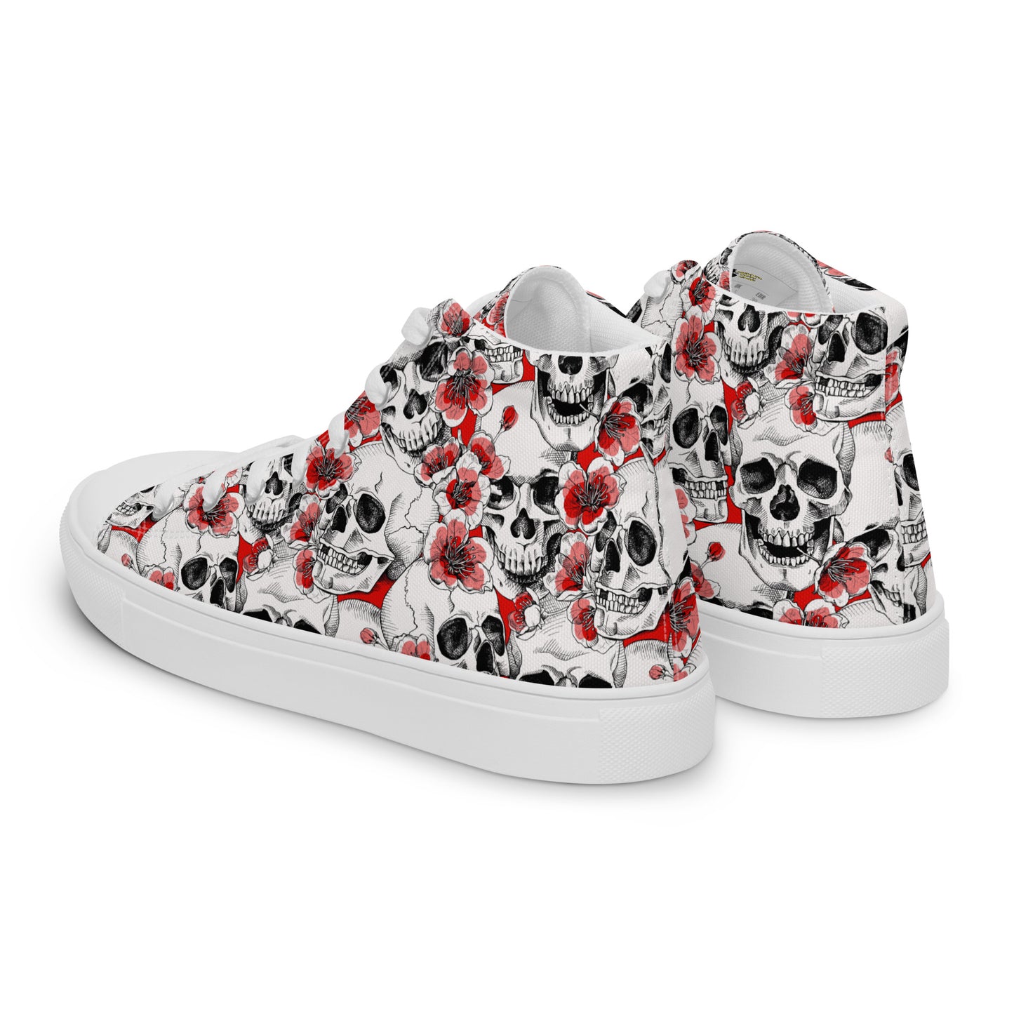 Skulls and Red Flowers Men’s High Top Canvas Shoes