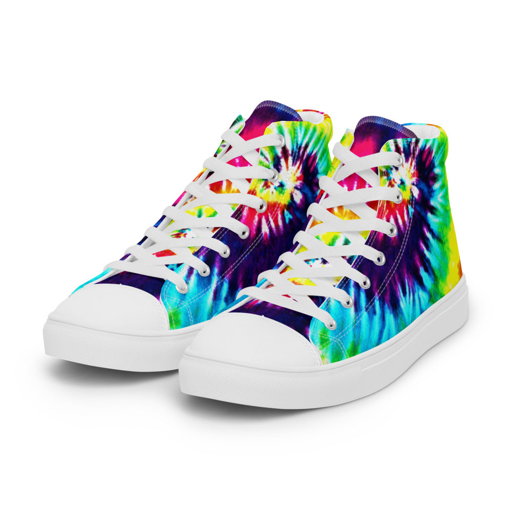 Rainbow Tie Die Men’s High Top Canvas Shoes