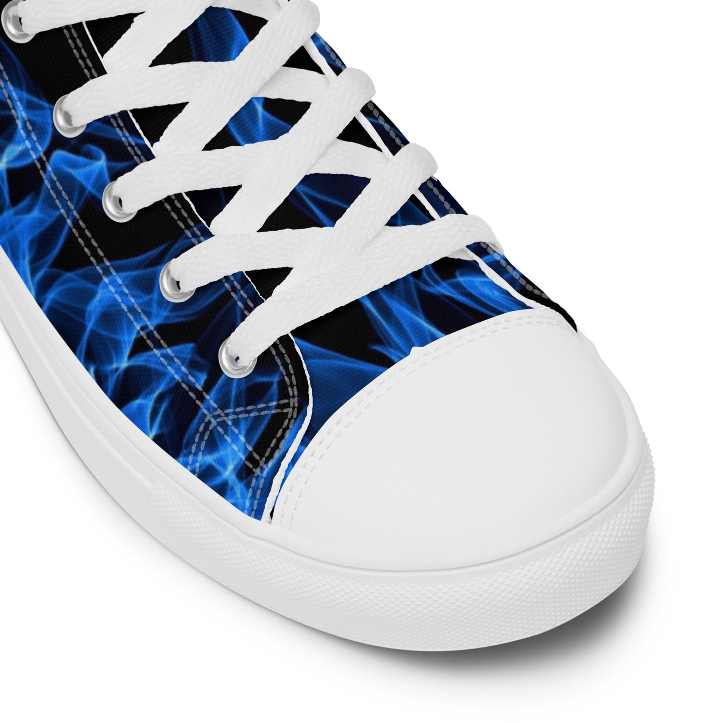 Blue Flame Men’s High Top Canvas Shoes