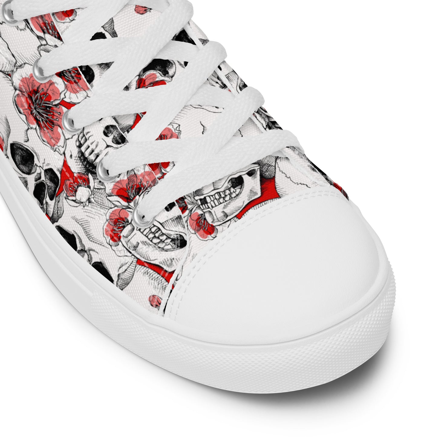 Skulls and Red Flowers Men’s High Top Canvas Shoes