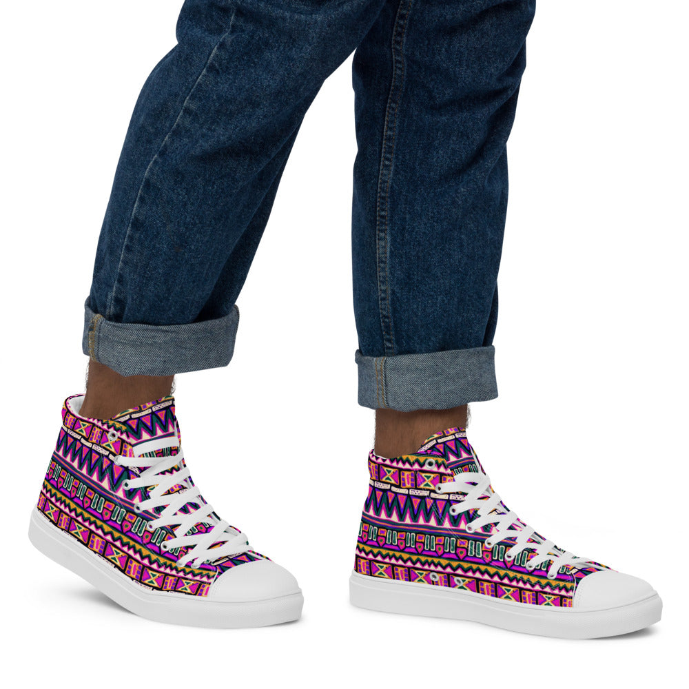 Native American Inspired Men’s High Top Canvas Shoes