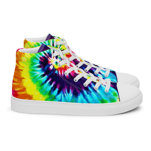 Men’s Rainbow Tie Die High Top Canvas Shoes