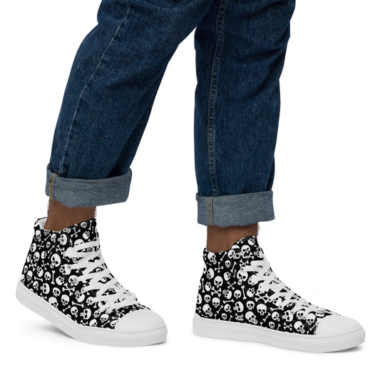 Skulls & Crossbones Men’s High Top Canvas Shoes